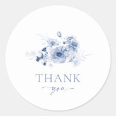 Dusty Blue Floral "Danke" Aufkleber (Vorderseite)