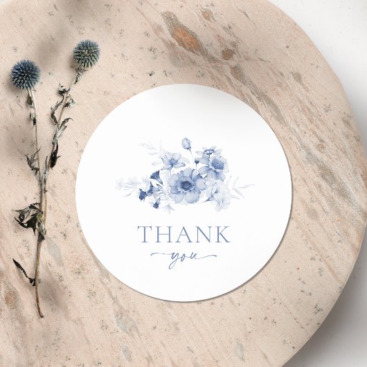 Dusty Blue Floral "Danke" Aufkleber