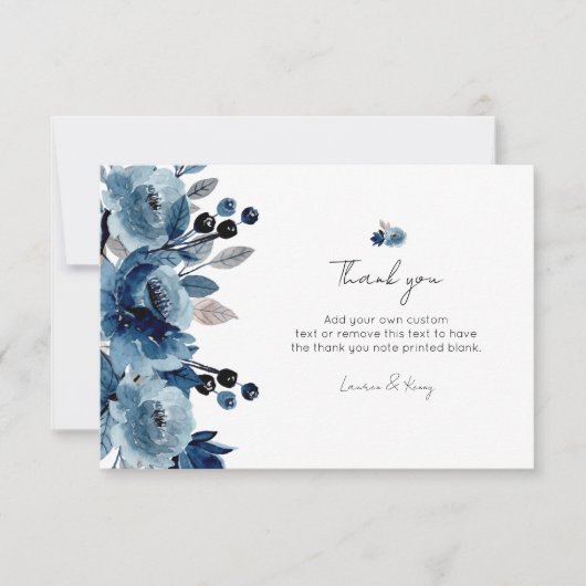Dusty blue floral Danke Cards (Vorderseite)