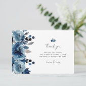 Dusty blue floral Danke Cards (Stehend Vorderseite)