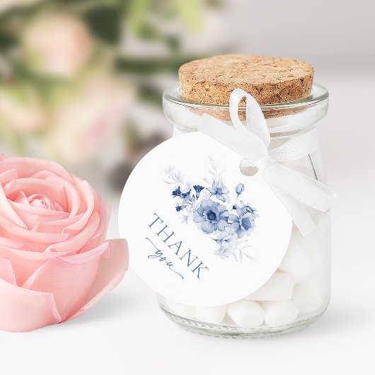 Dusty Blue Floral "Danke" Geschenkanhänger