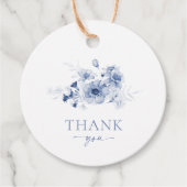 Dusty Blue Floral "Danke" Geschenkanhänger (Vorderseite)