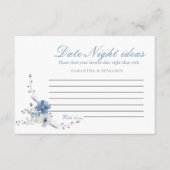 Dusty Blue Floral Date Night Ideas Brautparty Begleitkarte (Vorderseite)