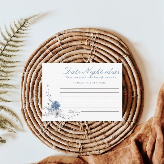 Dusty Blue Floral Date Night Ideas Brautparty Begleitkarte