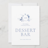 Dusty Blue Floral Dessert Bar Sign Einladung (Vorderseite)