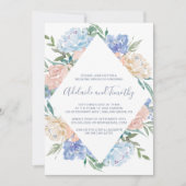 Dusty Blue Floral Diamond Wedding Brunch Einladung (Vorderseite)