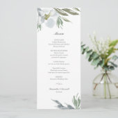 Dusty Blue Floral Dinner Menu Einladung (Stehend Vorderseite)