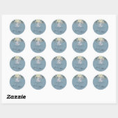 Dusty Blue Floral Disco Ball Brautparty Runder Aufkleber (Blatt)