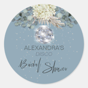 Dusty Blue Floral Disco Ball Brautparty Runder Aufkleber
