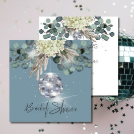 Dusty Blue Floral Disco Brautparty Einladung