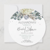 Dusty Blue Floral Diskothek Ball Brautparty Runde Einladung (Vorderseite)