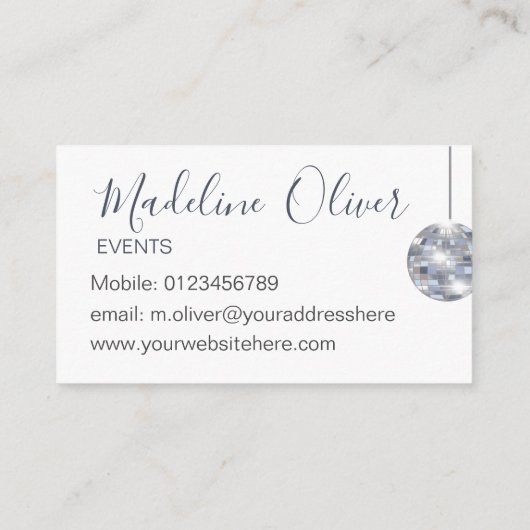 Dusty Blue Floral Diskothek Ball Events Planer Visitenkarte (Rückseite)