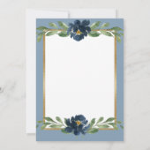Dusty Blue Floral Elegant Floral Gold Hochzeit Einladung (Rückseite)