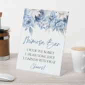 Dusty Blue Floral Elegant Modernes Mimosa Bar Sockelschild (In SItu)