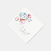 Dusty Blue Floral Elegant Mr. and Mrs. Wedding Serviette (Ecke)