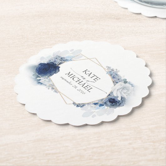Dusty Blue Floral Elegant Untersetzer (angewinkelt)
