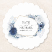 Dusty Blue Floral Elegant Untersetzer (Vorderseite)