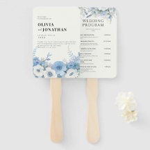Dusty Blue Floral Elegante Hochzeitsprogramme