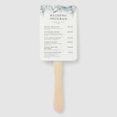 Dusty Blue Floral Elegante Hochzeitsprogramme Fächer (Rückseite)