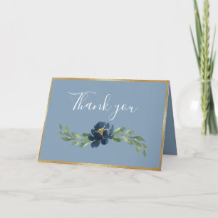 Dusty Blue Floral Elegante Romantische Landschaft Dankeskarte