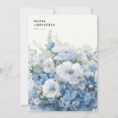 Dusty Blue Floral Elegante Wedding Einladung (Rückseite)