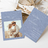 Dusty Blue Floral Elegante Wedding Einladung