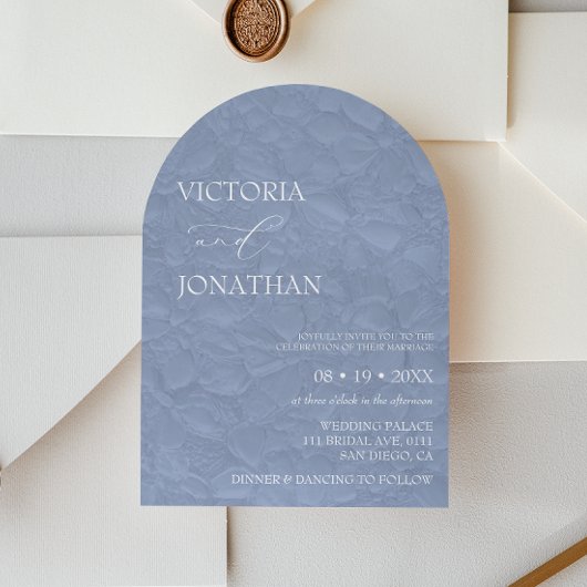 Dusty Blue Floral Elegante Wedding Einladung