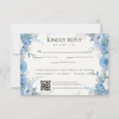 Dusty Blue Floral Elegante Wedding RSVP Karte (Rückseite)