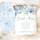 Dusty Blue Floral Elegantes Brautparty Einladung