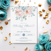 Dusty Blue Floral Elegantes Brautparty