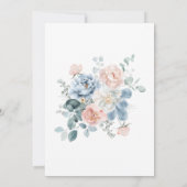 Dusty Blue Floral Elegantes Brautparty Einladung (Rückseite)