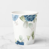 Dusty Blue Floral Elegantes Brautparty Pappbecher (Rückseite)