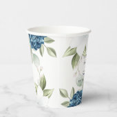 Dusty Blue Floral Elegantes Brautparty Pappbecher (Rechts)