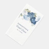 Dusty Blue Floral Elegantes Brautparty Serviette (Ecke)
