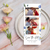 Dusty Blue Floral Elegantes Foto Streifen Save The Date