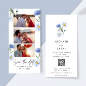 Dusty Blue Floral Elegantes Foto Streifen Save The Date