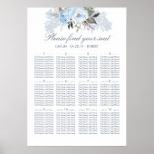 Dusty Blue Floral Elegantes Hochzeitssortiment Poster (Vorne)