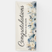 Dusty Blue Floral Engagement Party Banner (Vertikal)