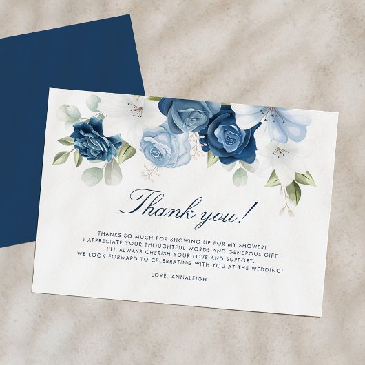 Dusty Blue Floral etwas Blau bevor ich tue Dankeskarte