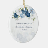 Dusty Blue Floral Eucalyptus Succulent Couples Keramik Ornament (Rechts)