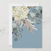 Dusty Blue Floral Eucalyptus Verlass Elegante Hoch Einladung (Rückseite)
