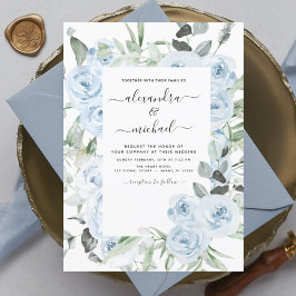 Dusty Blue Floral Eukalyptus Greenery Wedding Invi Einladung