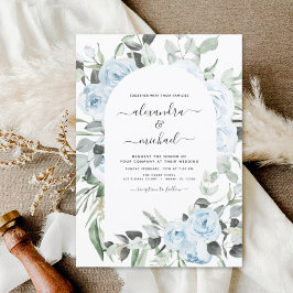 Dusty Blue Floral Eukalyptus Greenery Wedding Invi Einladung