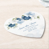 Dusty Blue Floral Eukalyptus Save the Date Untersetzer (angewinkelt)