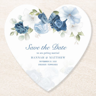 Dusty Blue Floral Eukalyptus Save the Date Untersetzer