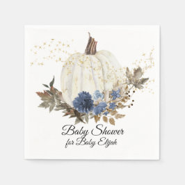 Dusty Blue Floral Fall Pumpkin Gold Baby Dusche Serviette