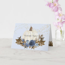 Dusty Blue Floral Fall Pumpkin Gold Star Vielen Da Karte