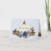 Dusty Blue Floral Fall Pumpkin Gold Star Vielen Da Karte (Vorderseite)