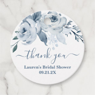Dusty Blue Floral Favor Tags Geschenkanhänger