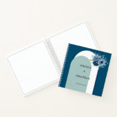 Dusty Blue Floral Foto Gästebuch Wedding Album Notizblock (Innenseite)